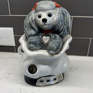 Vintage Gray and Red Poodle Figurine